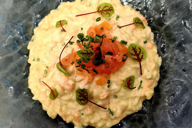 Fennel and Smoked Salmon Risotto chive and lemon